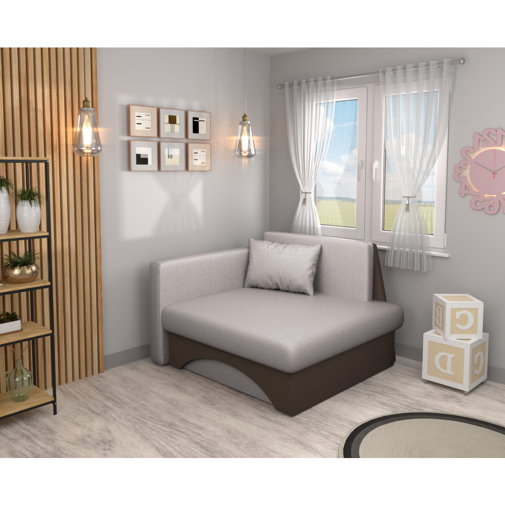 Kinyitható fotel, bézses szürke Taupe/barna, KUBOŠ NEW UNI