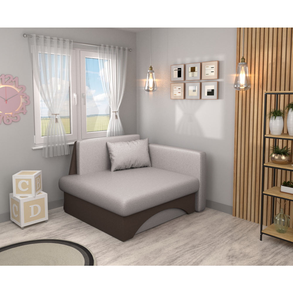 Kinyitható fotel, bézses szürke Taupe/barna, KUBOŠ NEW UNI