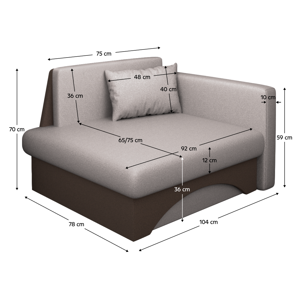 Rozkladacie kreslo, béžovosivá Taupe/hnedá, KUBOŠ NEW UNI