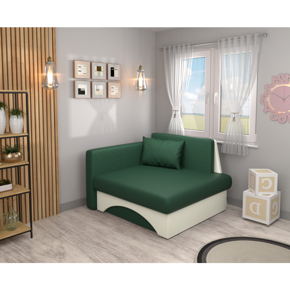 Kinyitható fotel, zöld/bézs, KUBOŠ NEW UNI