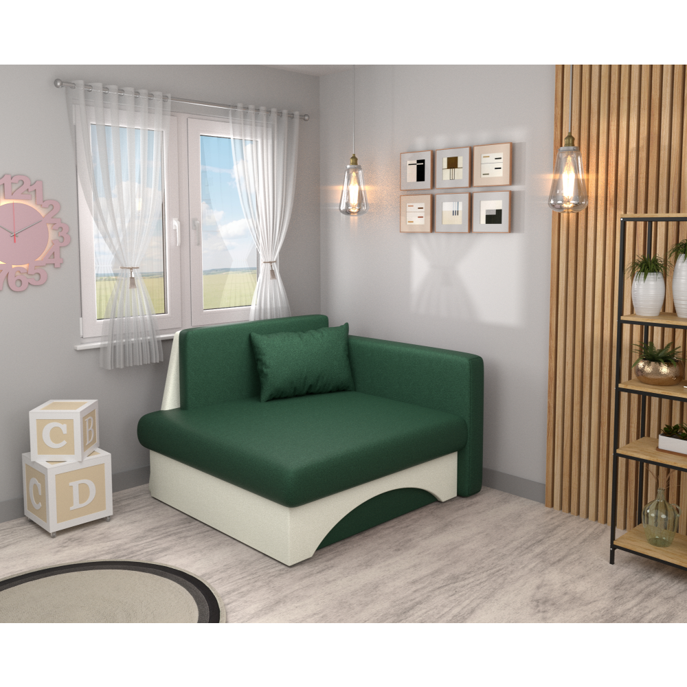 Kinyitható fotel, zöld/bézs, KUBOŠ NEW UNI