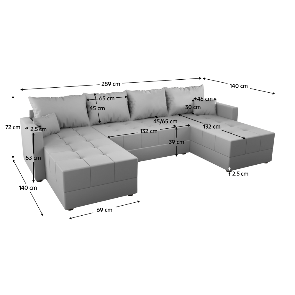 Univerzálna sedacia súprava, sivá, DUAN U UNI