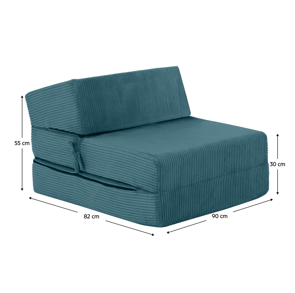 Skladací matrac/kreslo, 2v1, petrolejová, MALEN