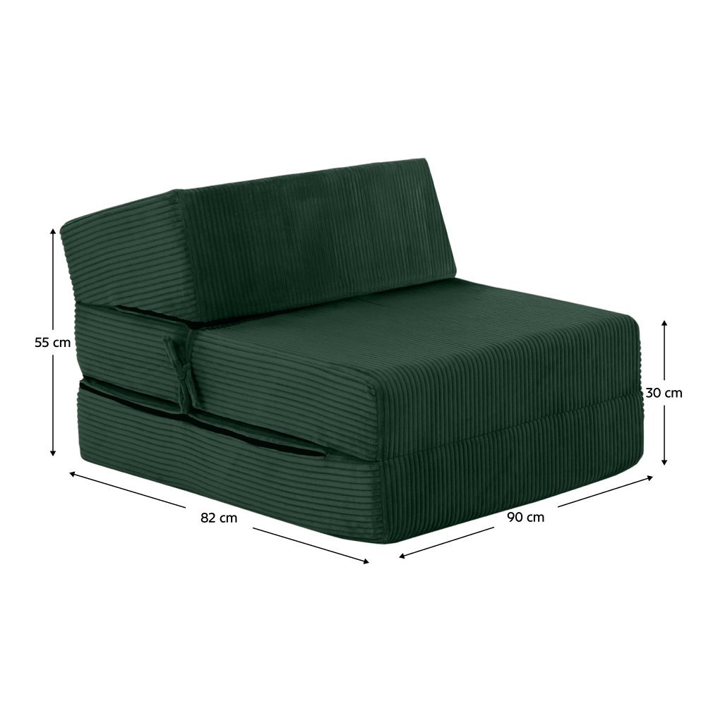 Skladací matrac/kreslo, 2v1, zelená, MALEN