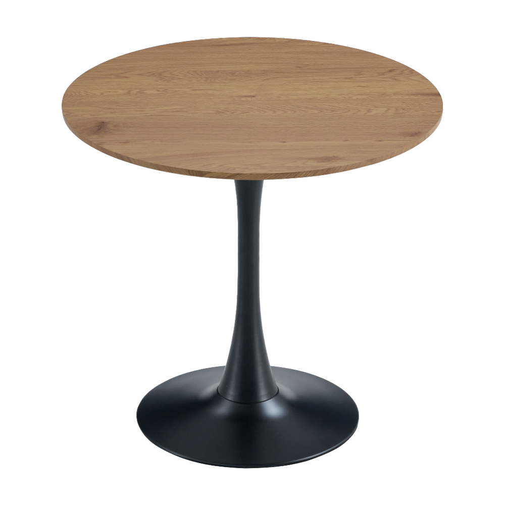 Jedálenský stôl, dub/čierna, priemer 80 cm, REVENTON NEW