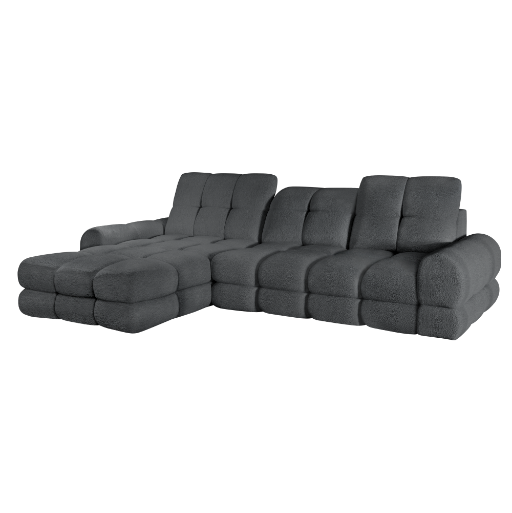 Rozkládací sedací souprava, tmavě šedá, levá, TOLLO S ROH