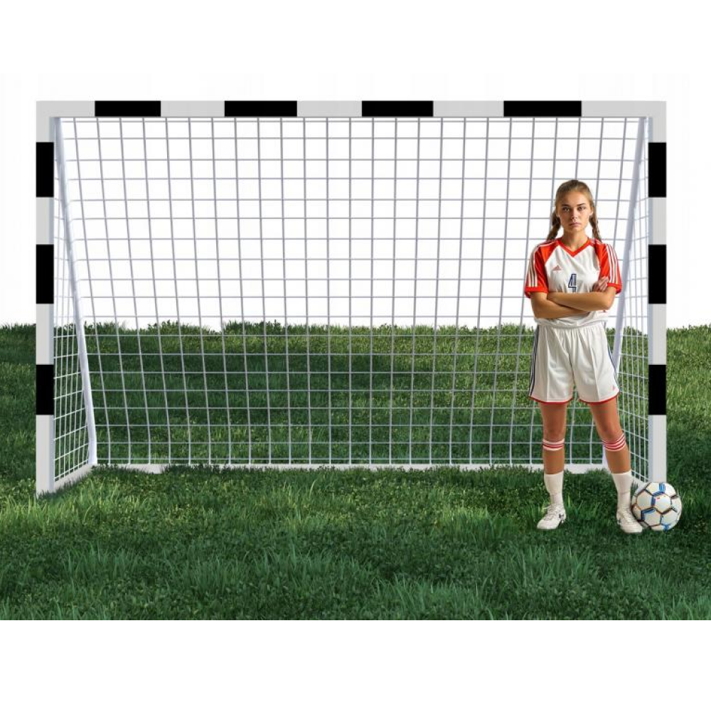 Futbalová bránka, oceľ/lano, biela/čierna, AFALA