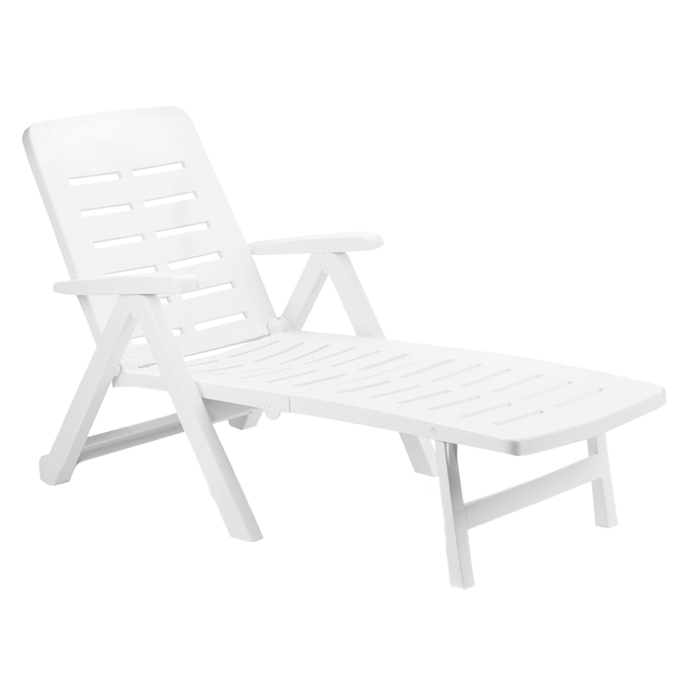 Záhradné ležadlo, skladacie, biela, SMERDO