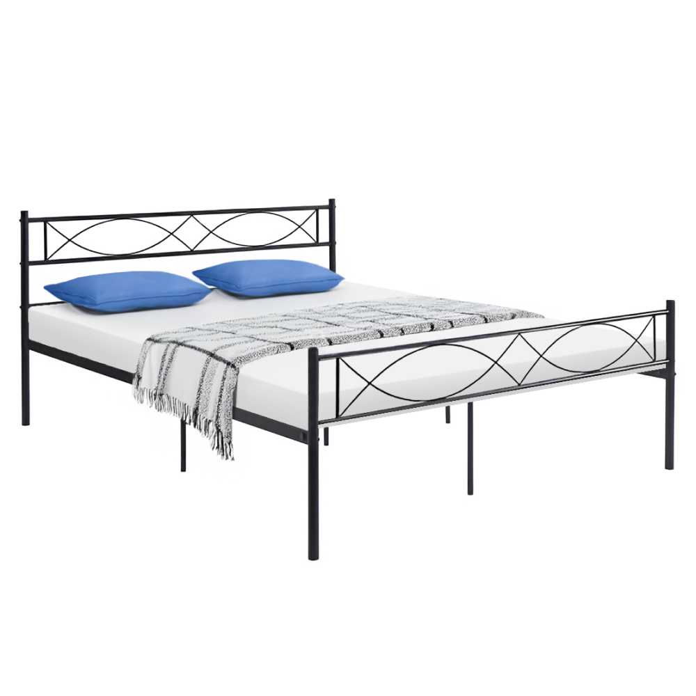 Kovová postel s roštem, 180x200, černá, STELVIA