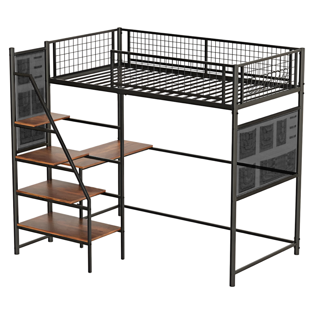 Megemelt ágy leesésgátlóval, 90x200, fekete, NIVEN Megemelt ágy leesésgátlóval, 90x200, fekete, NIVEN