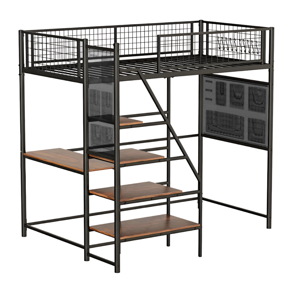 Megemelt ágy leesésgátlóval, 90x200, fekete, NIVEN Megemelt ágy leesésgátlóval, 90x200, fekete, NIVEN