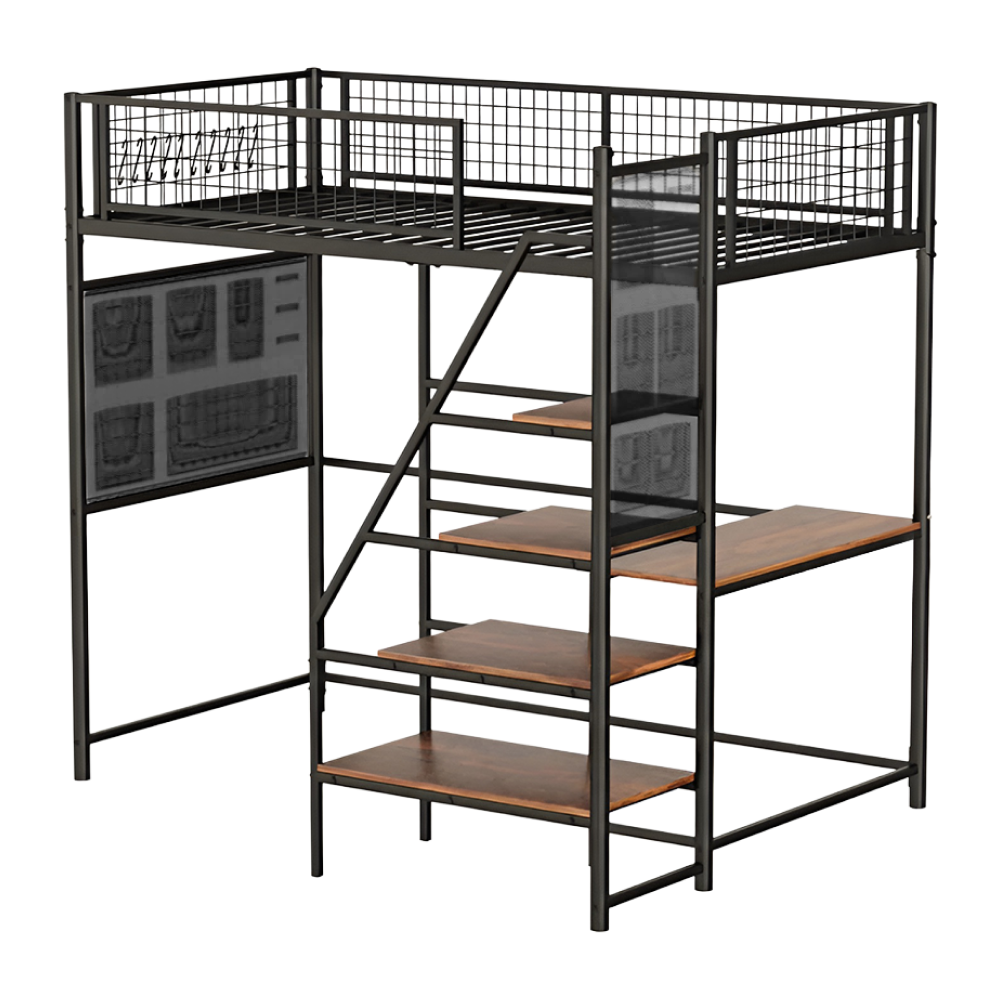 Megemelt ágy leesésgátlóval, 90x200, fekete, NIVEN Megemelt ágy leesésgátlóval, 90x200, fekete, NIVEN