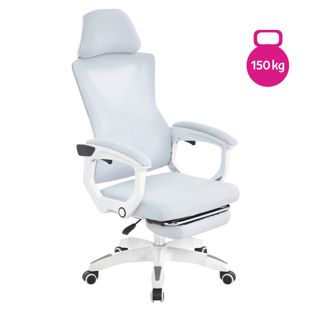 Kancelárske kreslo, svetlosivá/biela, nosnosť 150 kg, MALVIN