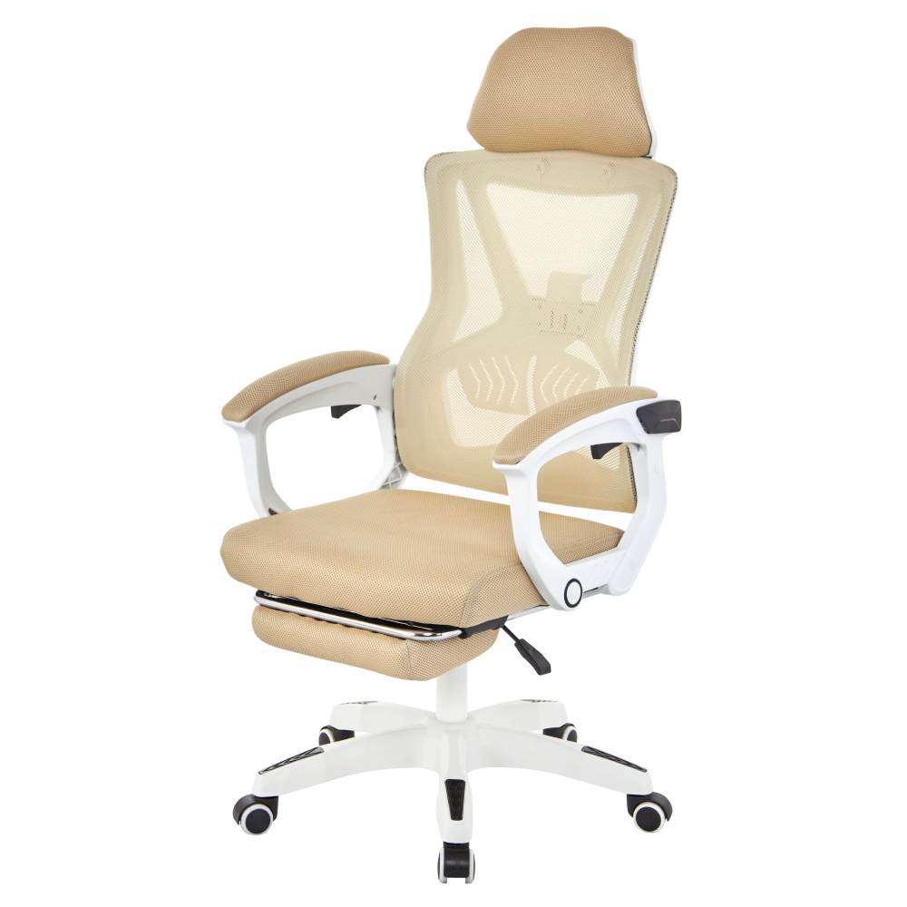 Kancelárske kreslo, béžová/biela, nosnosť 150 kg, MALVIN