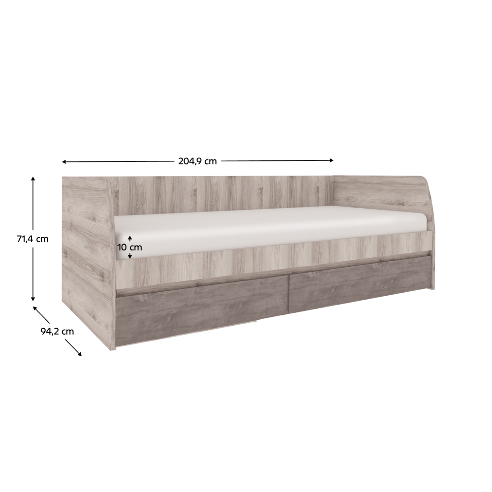 Posteľ 2S, 90x200, gaštan nairobi/onyx, JESI NEW