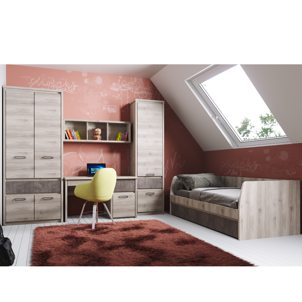 Posteľ 2S, 90x200, gaštan nairobi/onyx, JESI NEW