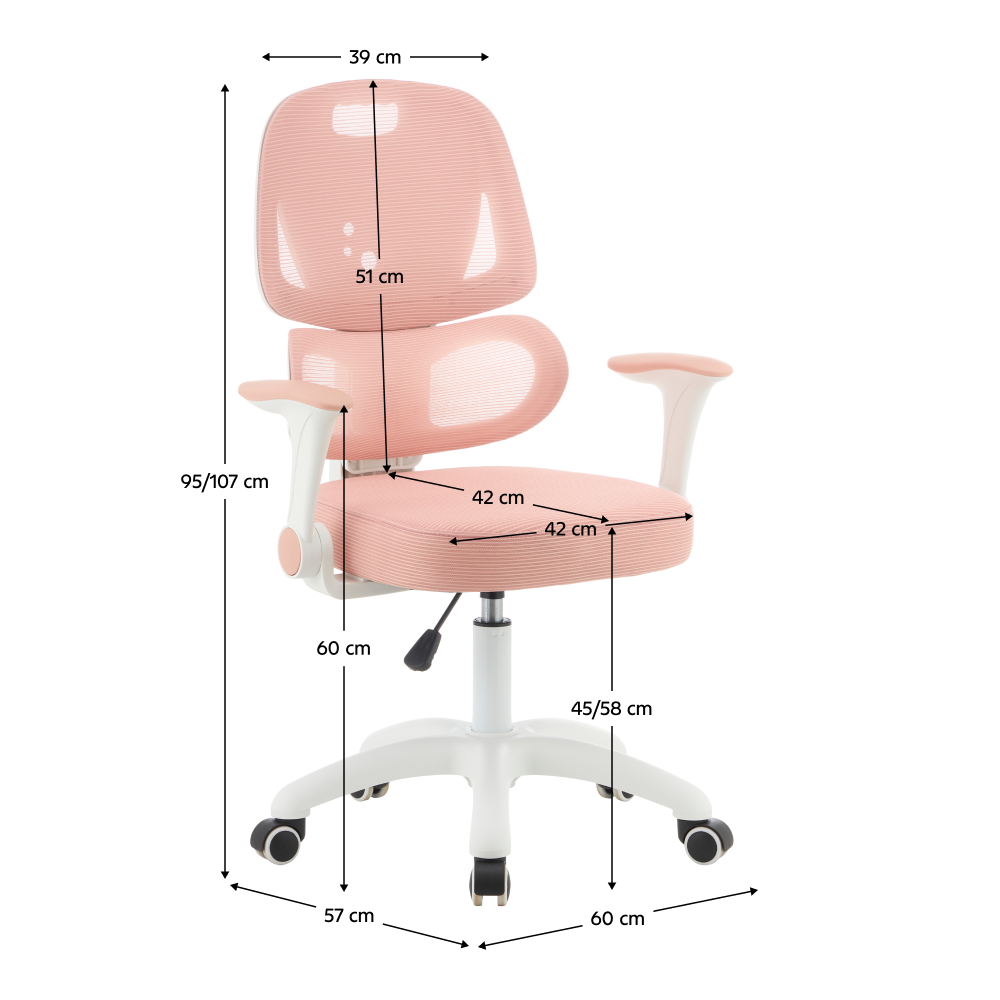 Otočná stolička, ružová/biela, LISTER