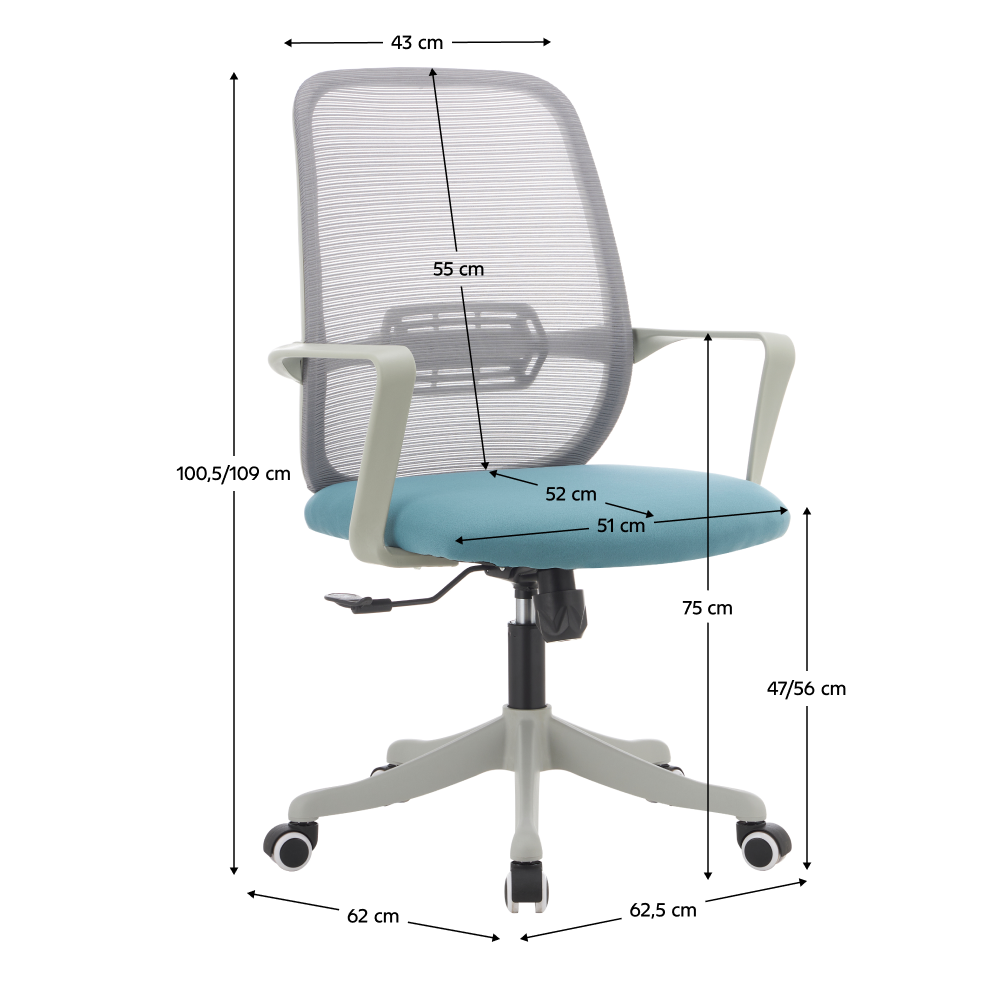 Kancelárske kreslo, sivá/modrá, DERVIN