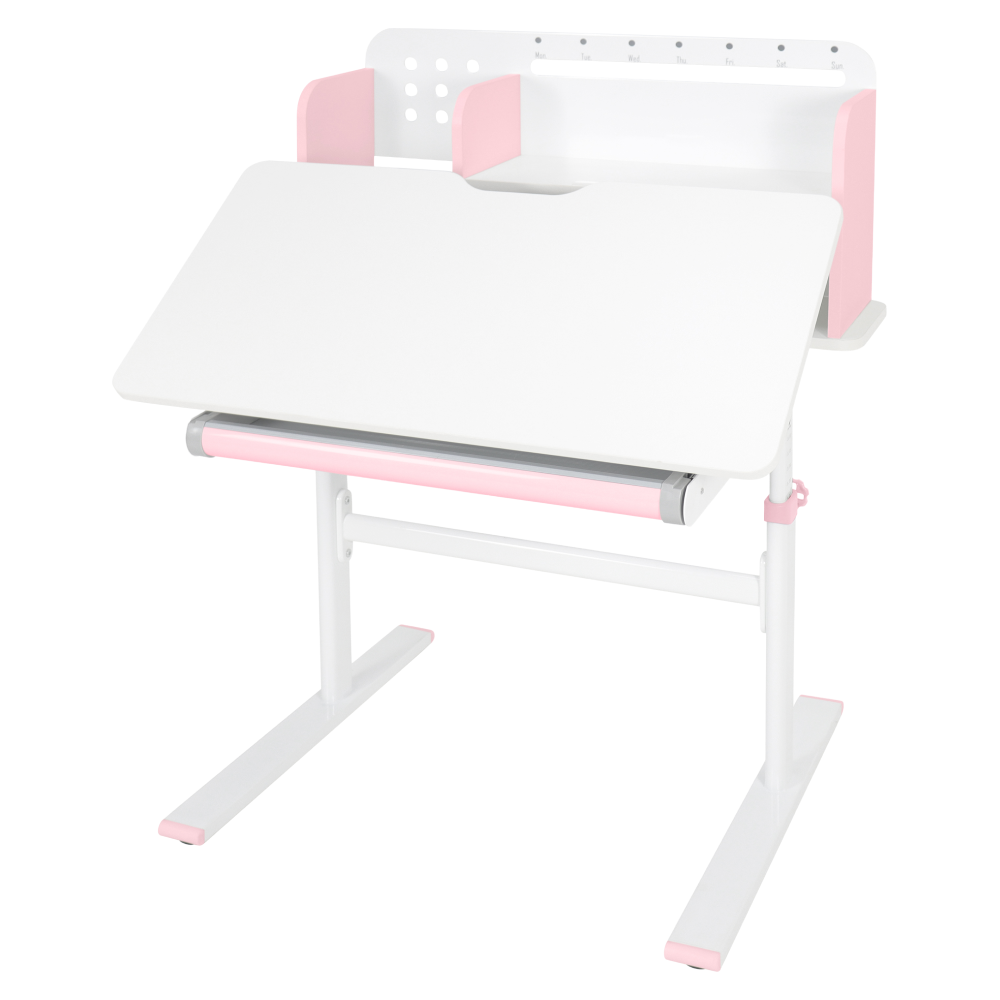 Rastúci písací stôl, ružová/biela, ADAN