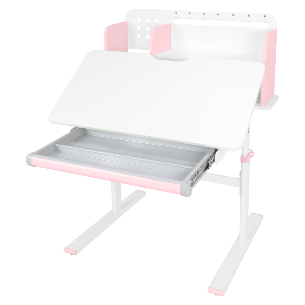 Rastúci písací stôl, ružová/biela, ADAN