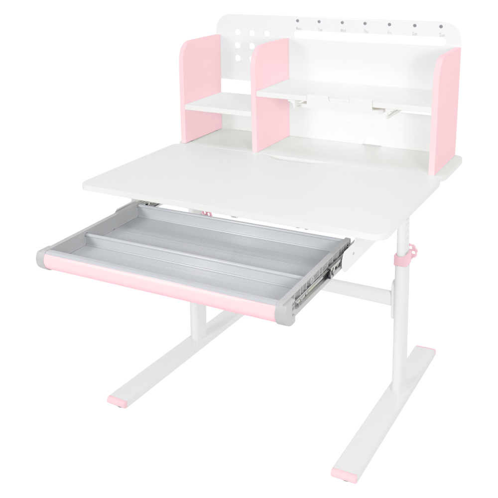 Rastúci písací stôl, ružová/biela, ADAN