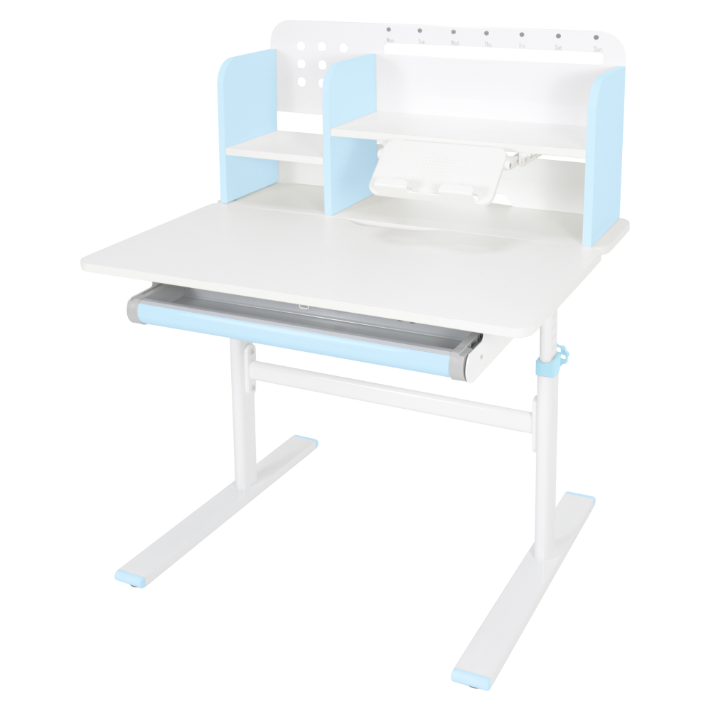 Rastúci písací stôl, modrá/biela, ADAN