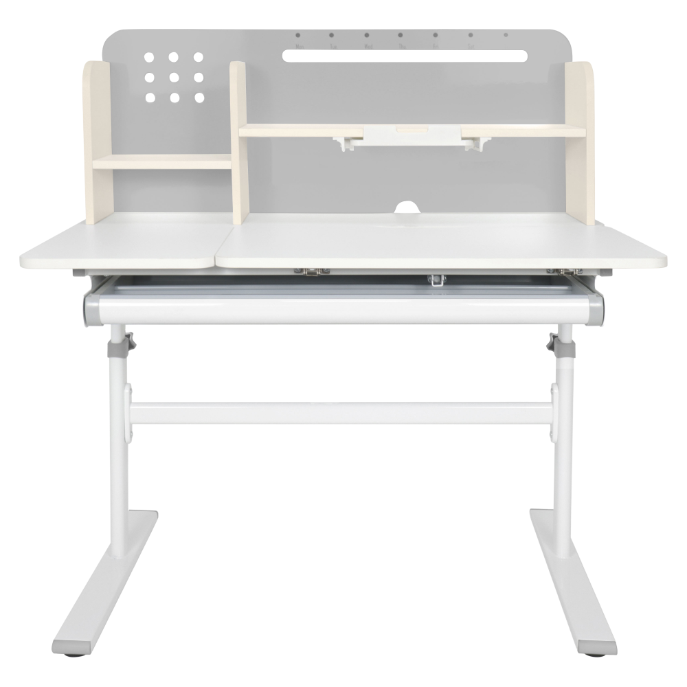 Rastúci písací stôl, sivá/biela, ODIN