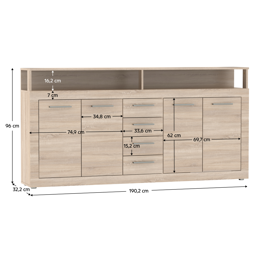 Kombinovaná komoda, dub sonoma, LUNYSA 2 NEW