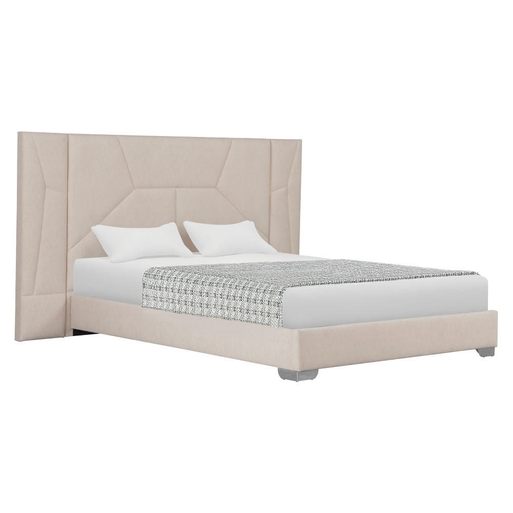 Posteľ s roštom a LED osvetlením, 160x200, béžová Velvet látka, ALTESA