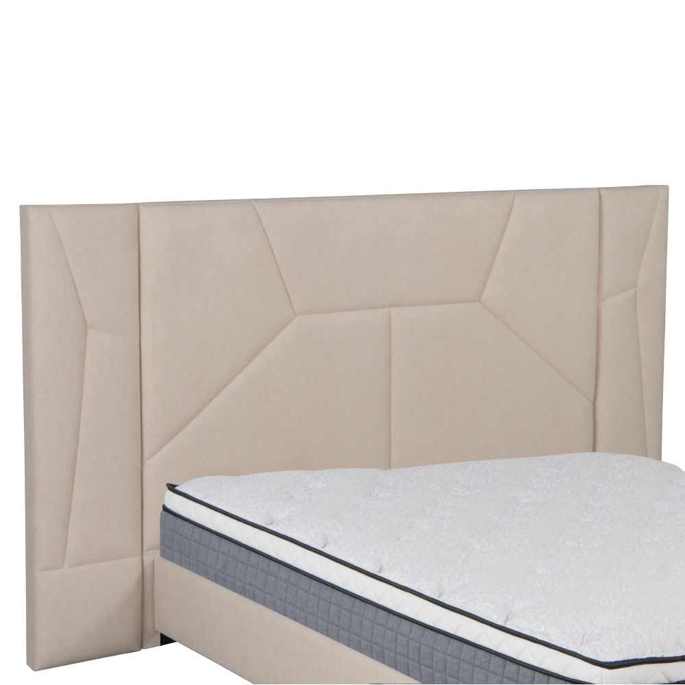 Posteľ s roštom a LED osvetlením, 160x200, béžová Velvet látka, ALTESA