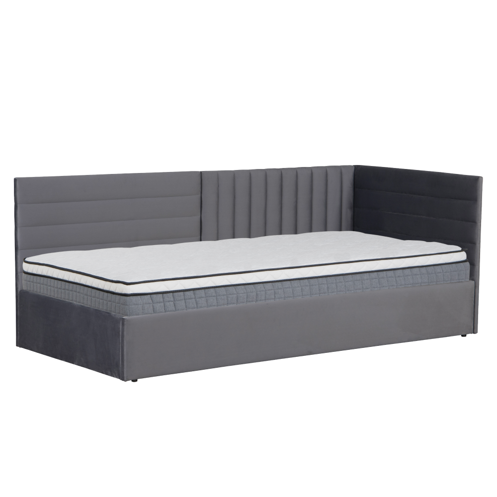 Posteľ s roštom, 90x200, sivá Velvet látka, MEVIA