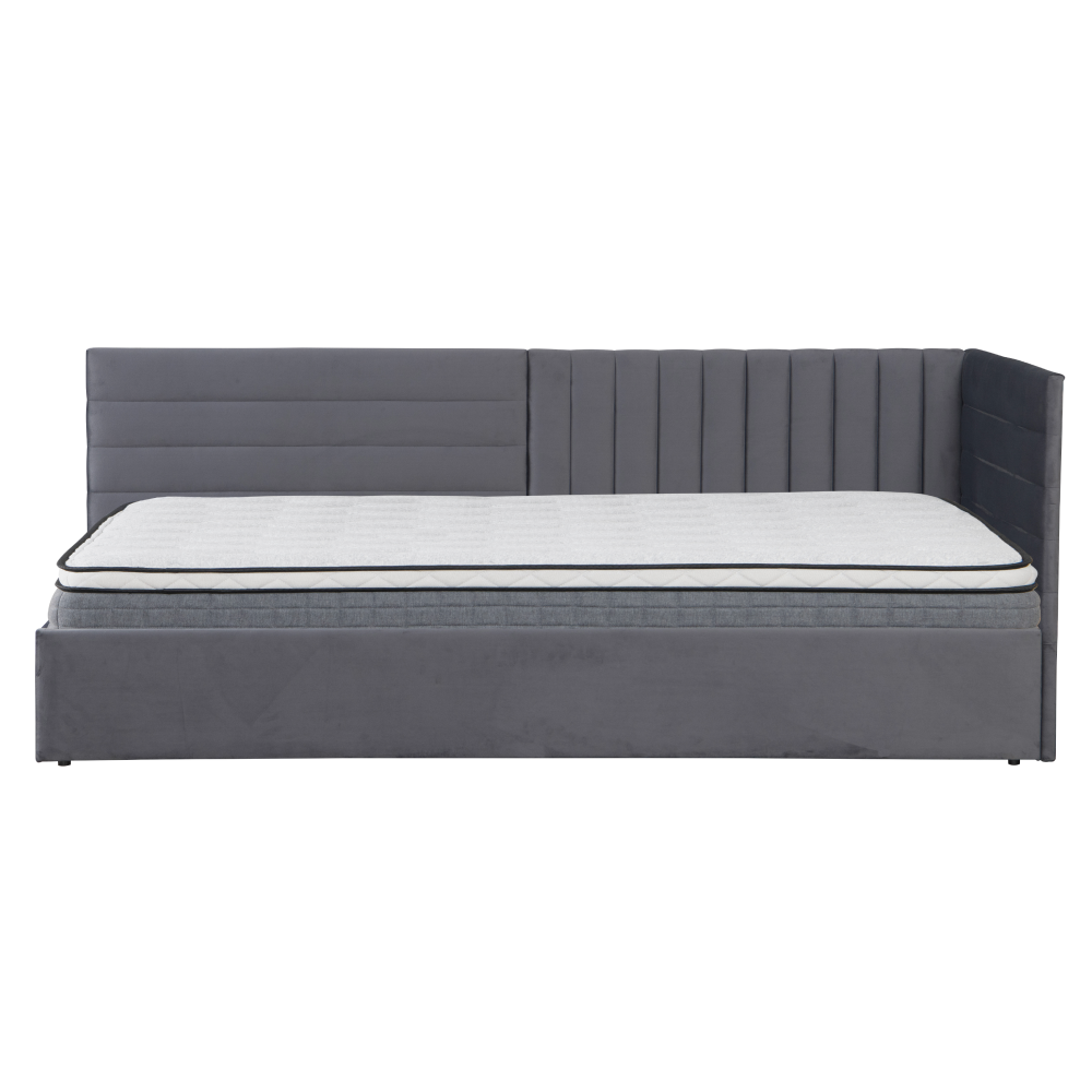 Posteľ s roštom, 90x200, sivá Velvet látka, MEVIA
