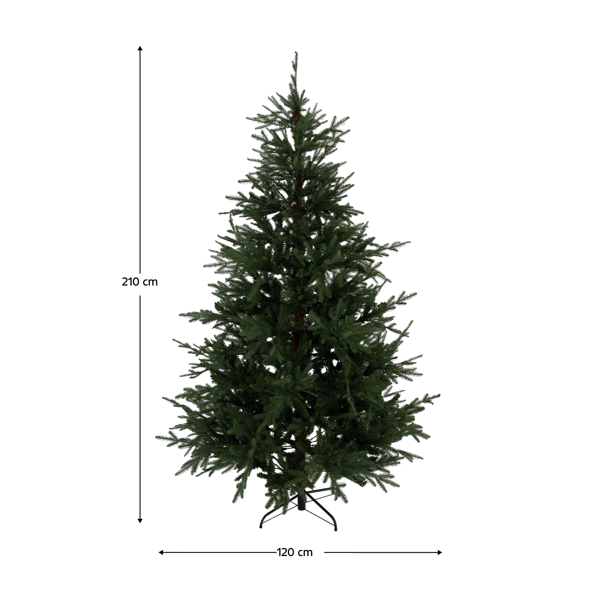 3D vianočný stromček s kovovým stojanom, 210 cm, TRISY