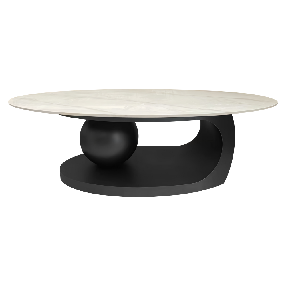 Konferenční stolek, imitace mramoru/černá, AXEN