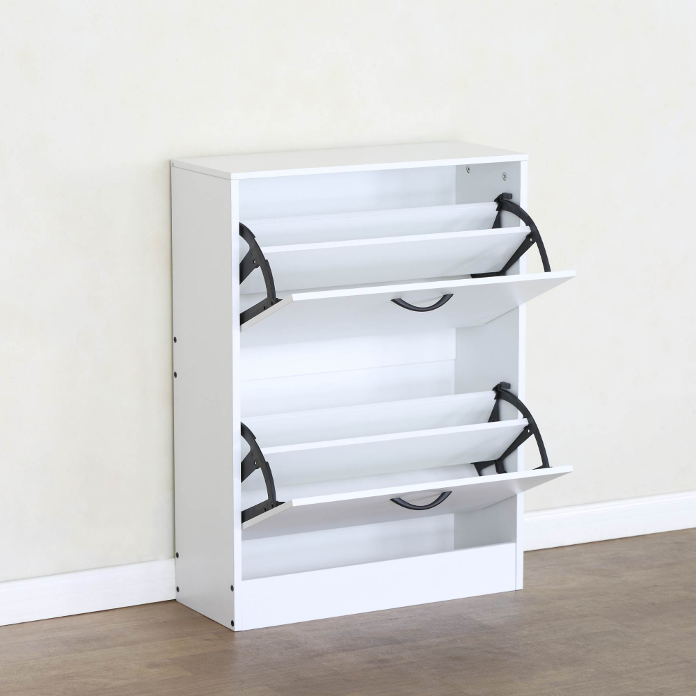 Cipőtároló, 2 soros, fehér, BOTNIX Cipőtároló, 2 soros, fehér, BOTNIX