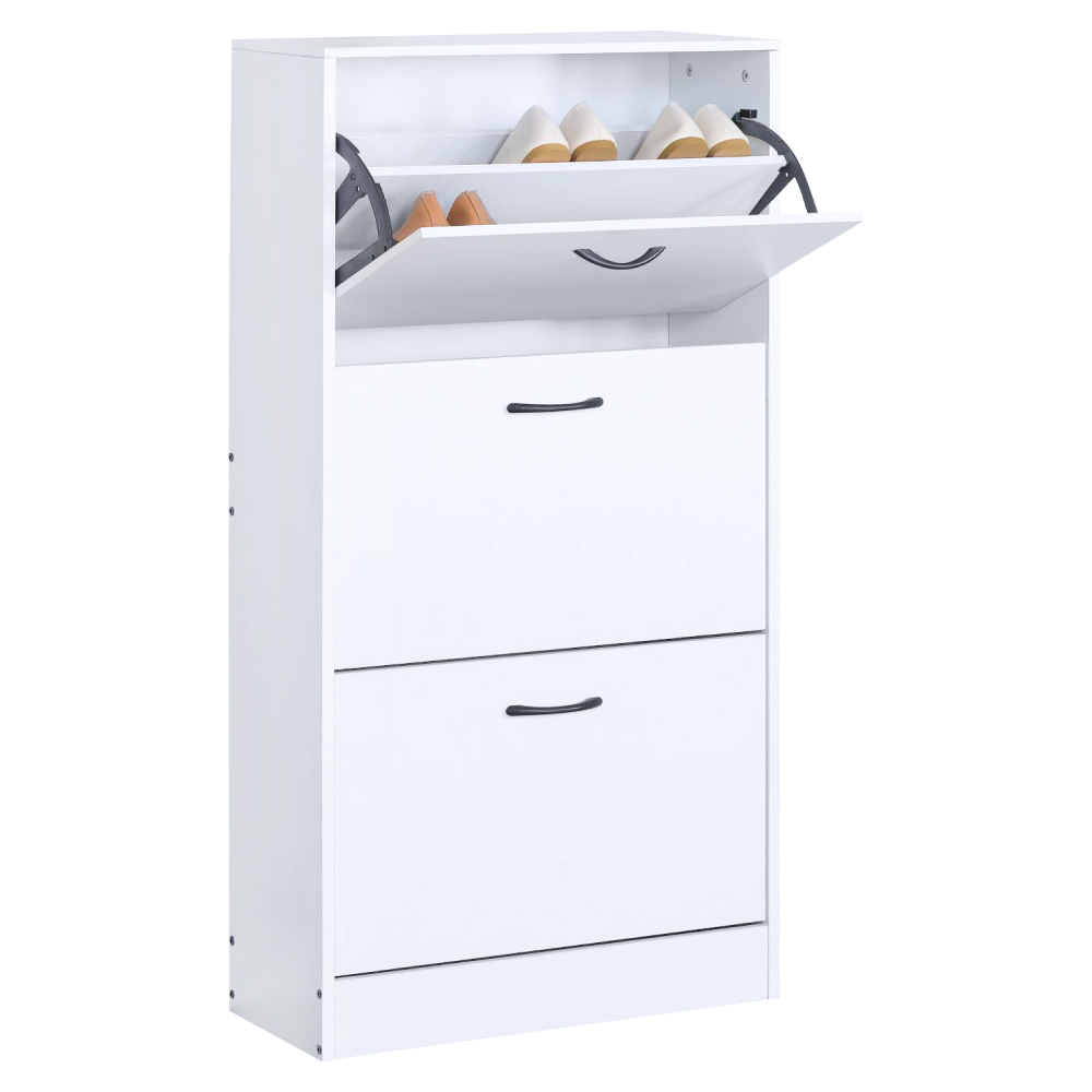 Cipőtároló, 3 soros, fehér, BOTORIA