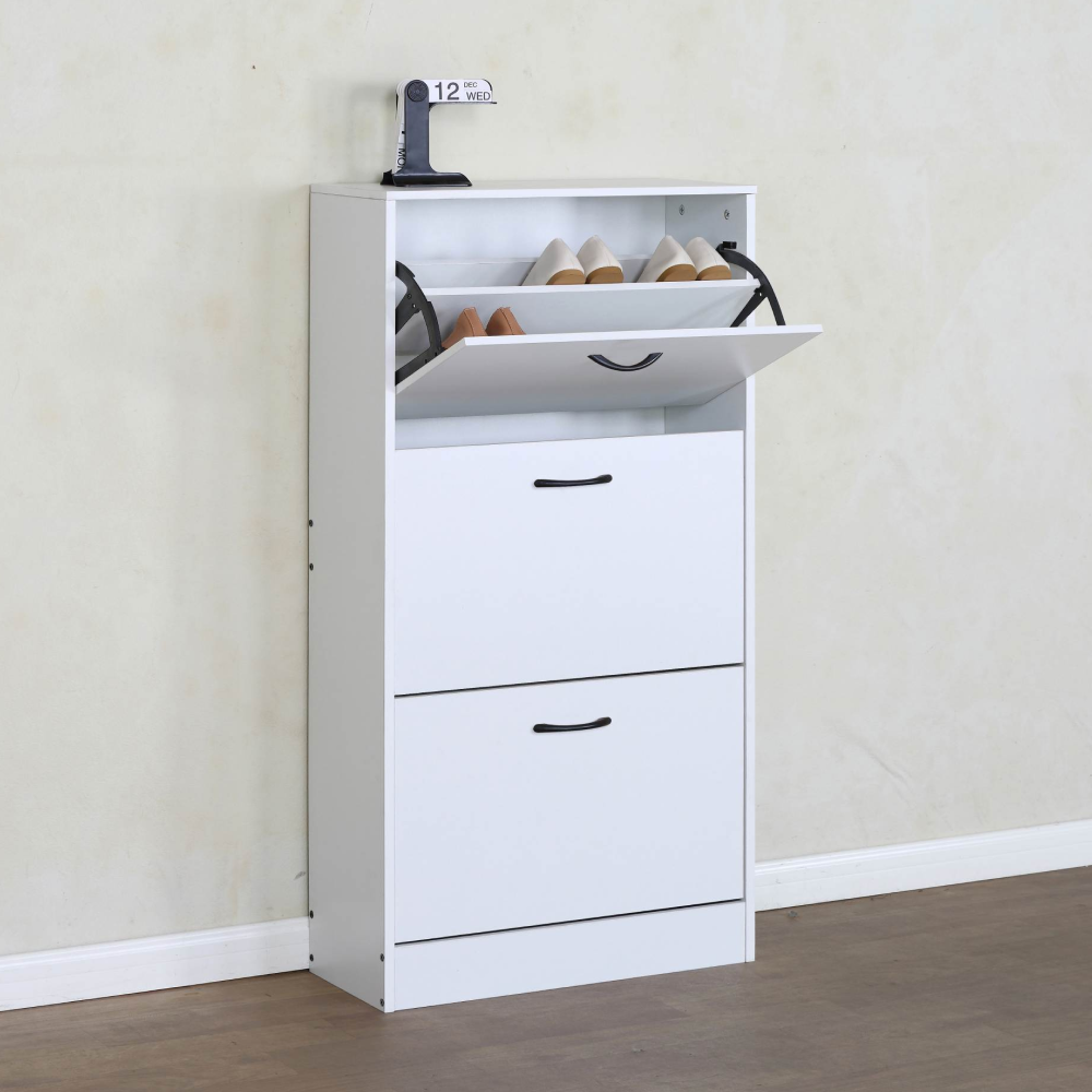 Cipőtároló, 3 soros, fehér, BOTORIA