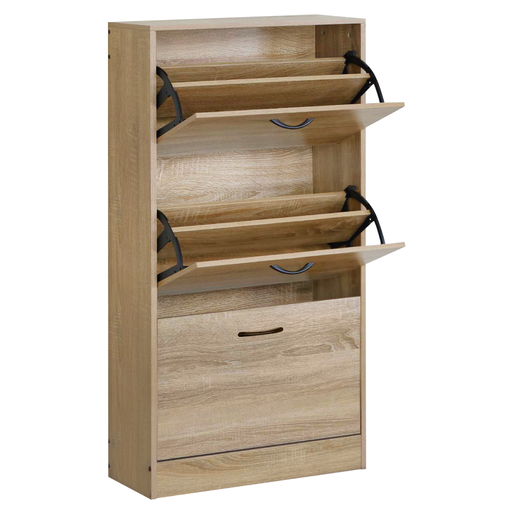 Cipőtároló, 3 soros, tölgy, BOTORIA