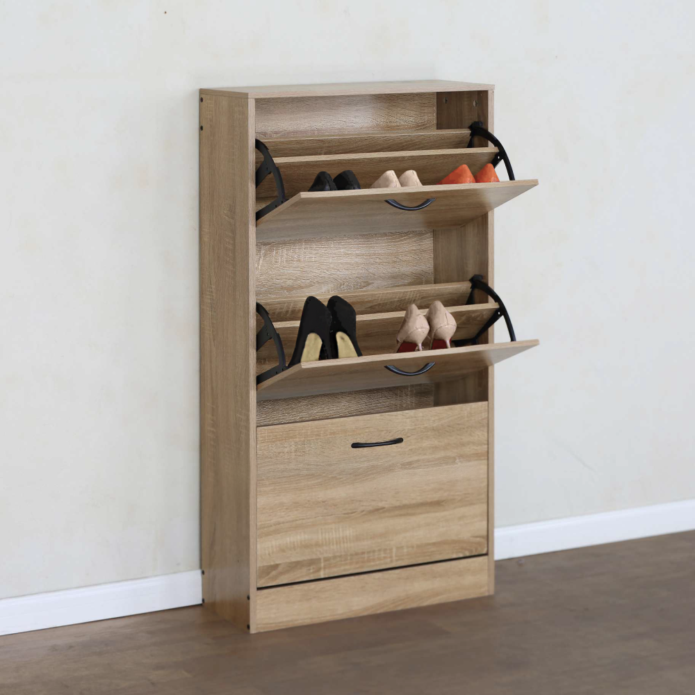 Cipőtároló, 3 soros, tölgy, BOTORIA