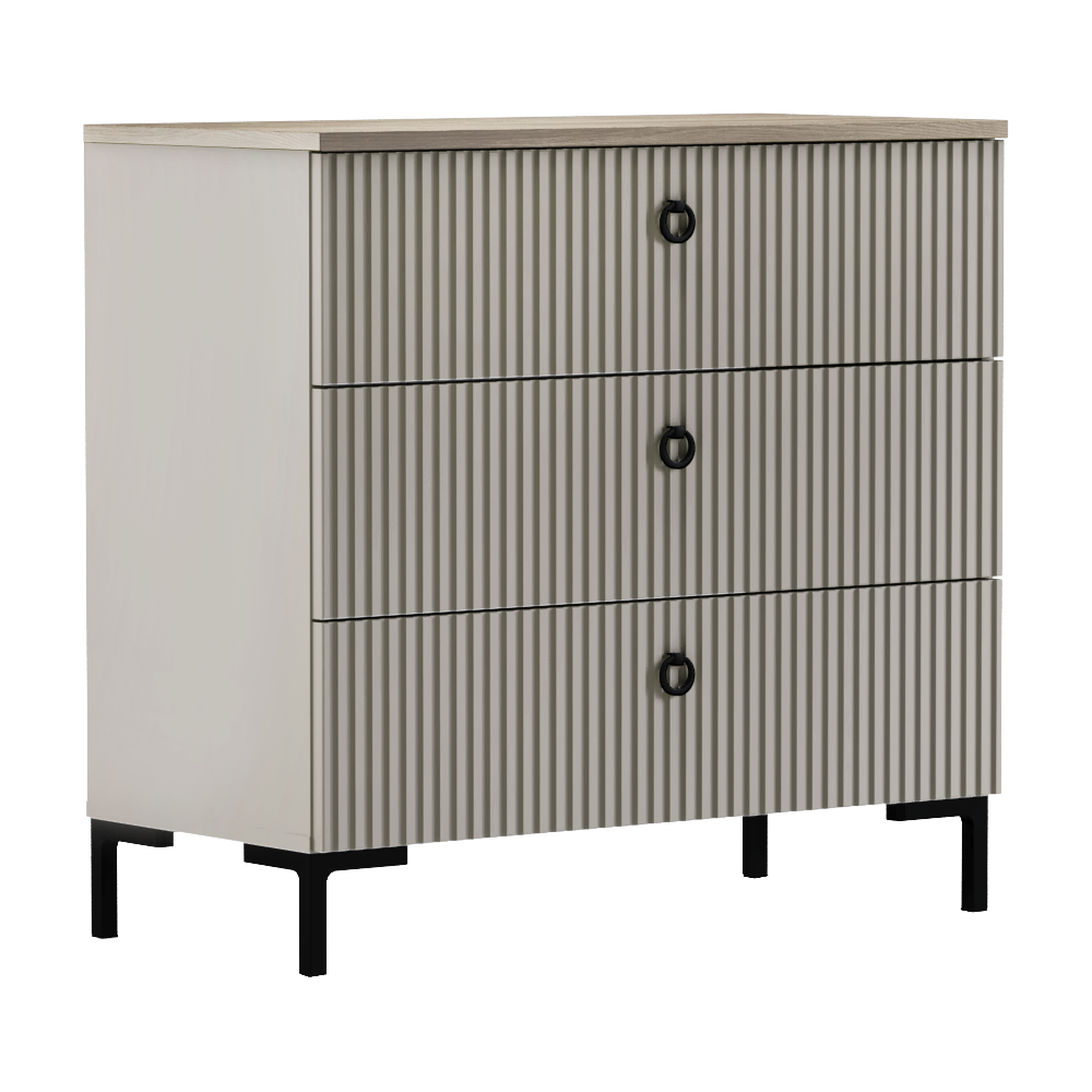 Komoda, šedohnědá Taupe/dub silverjack, DOMCA 3S