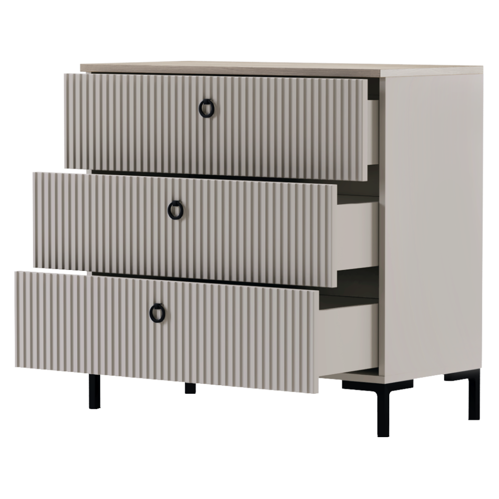 Komoda, sivohnedá Taupe/dub silverjack, DOMCA 3S