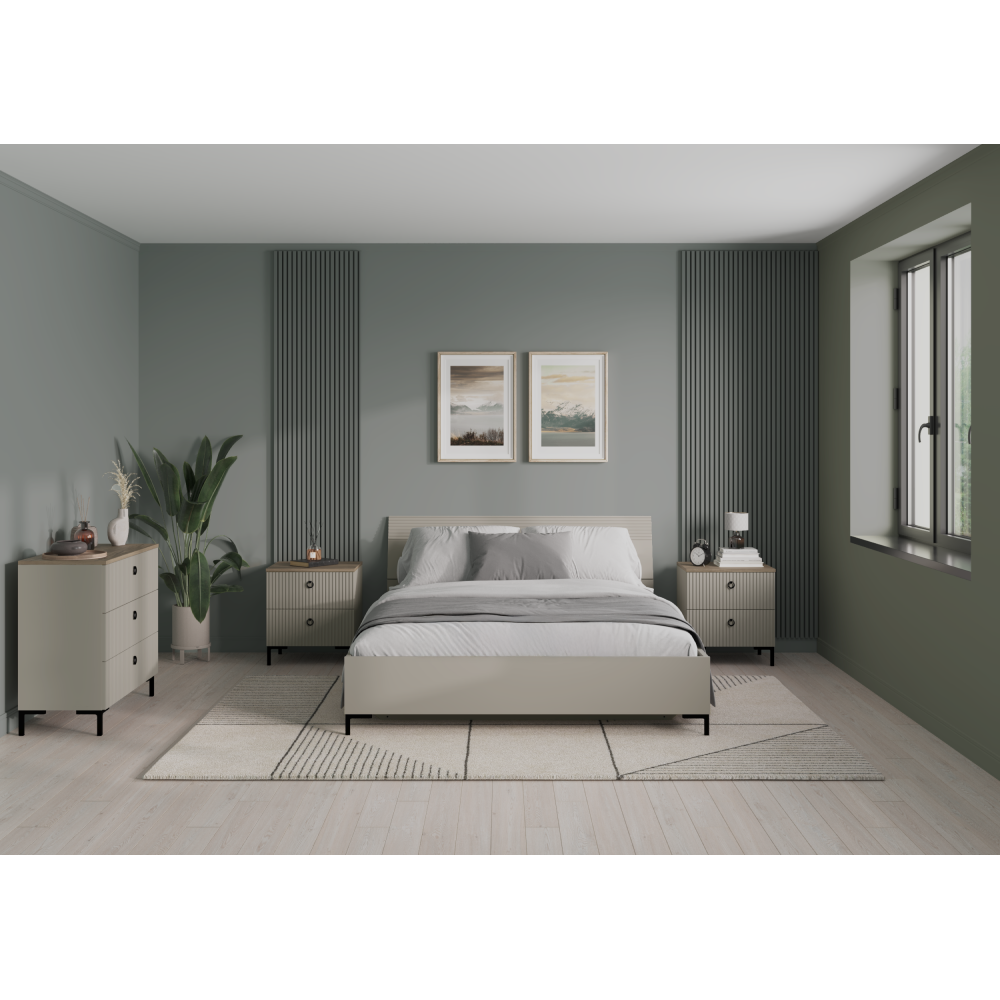 Komoda, sivohnedá Taupe/dub silverjack, DOMCA 3S