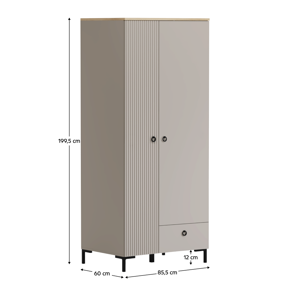 Skriňa, sivohnedá Taupe/dub silverjack, DOMCA 2D1S