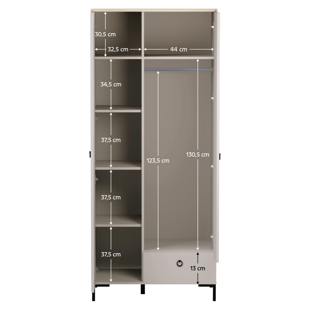 Skriňa, sivohnedá Taupe/dub silverjack, DOMCA 2D1S
