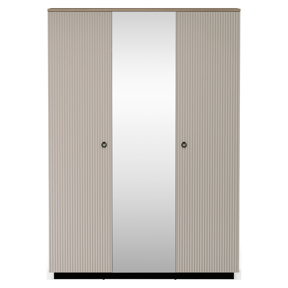 Skriňa so zrkadlom, sivohnedá Taupe/dub silverjack, DOMCA 3D