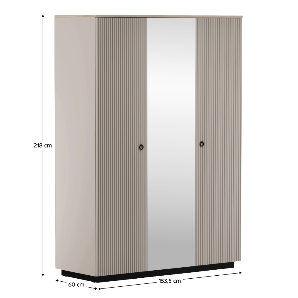 Skriňa so zrkadlom, sivohnedá Taupe/dub silverjack, DOMCA 3D