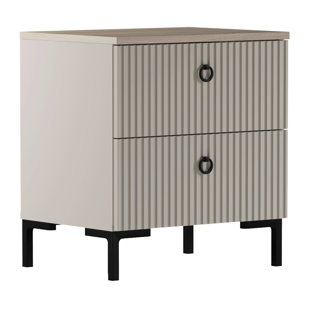 Noční stolek, šedohnědá Taupe/dub silverjack, DOMCA 2S