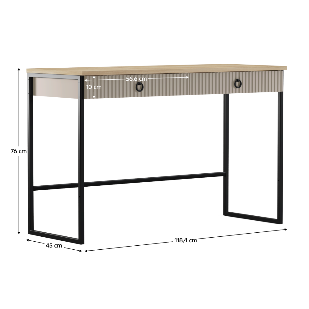 Toaletný stolík, sivohnedá Taupe/dub silverjack, DOMCA 2S