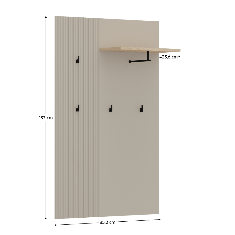 Vešiakový panel 85, sivohnedá Taupe/dub silverjack, DOMCA