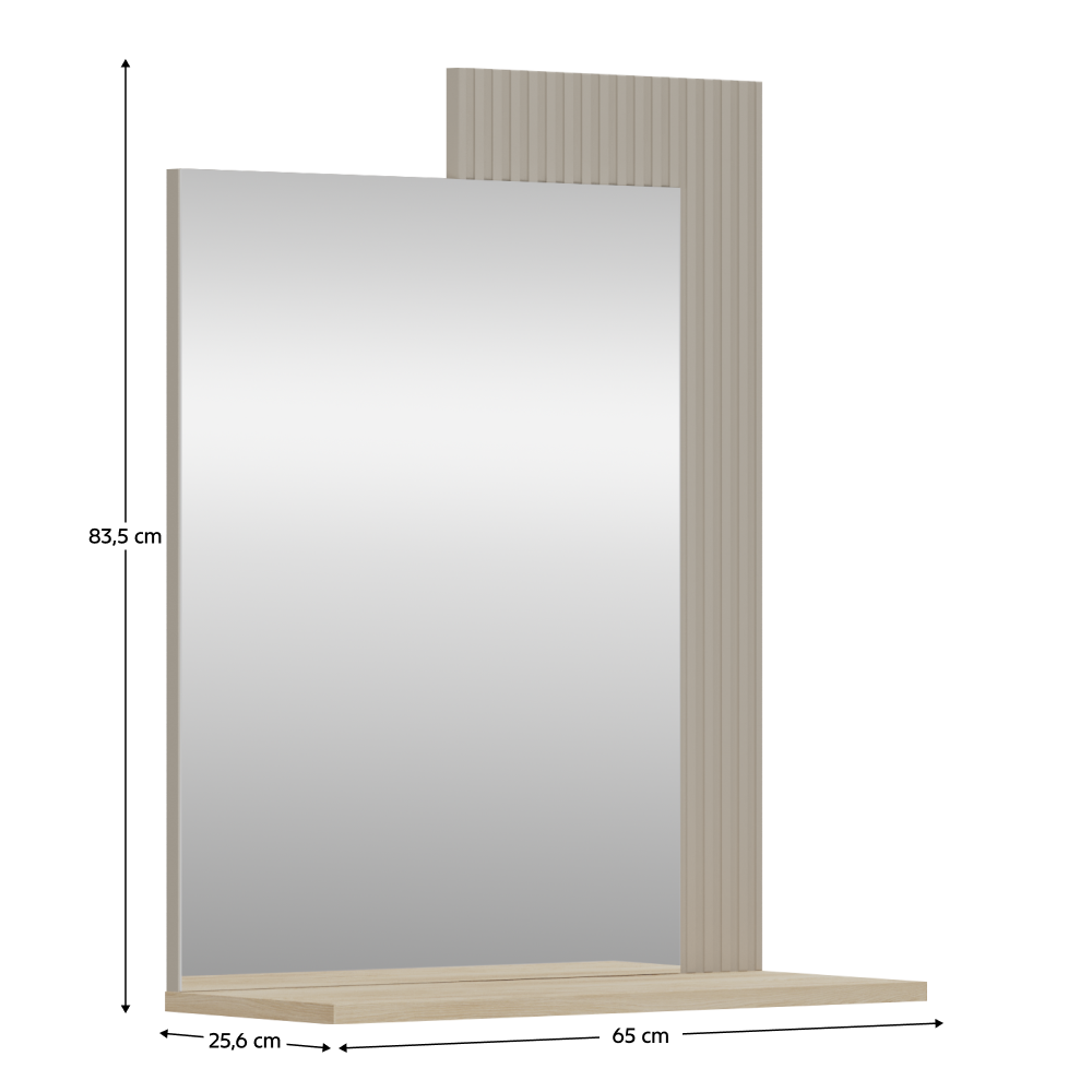 Zrkadlo 65, sivohnedá Taupe/dub silverjack, DOMCA